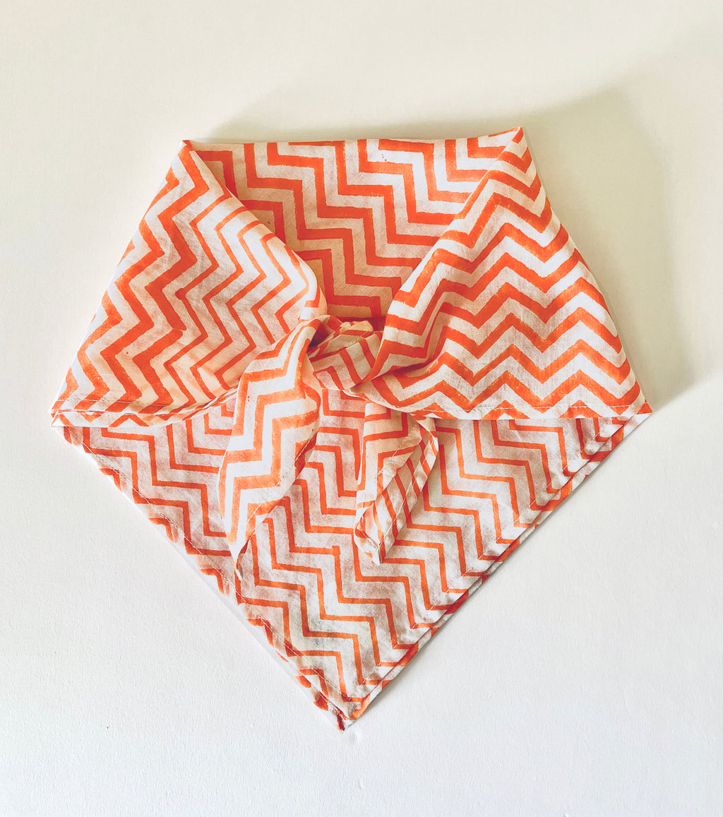 Coco Zig Zag Neckerchief / Head Scarf- Orange